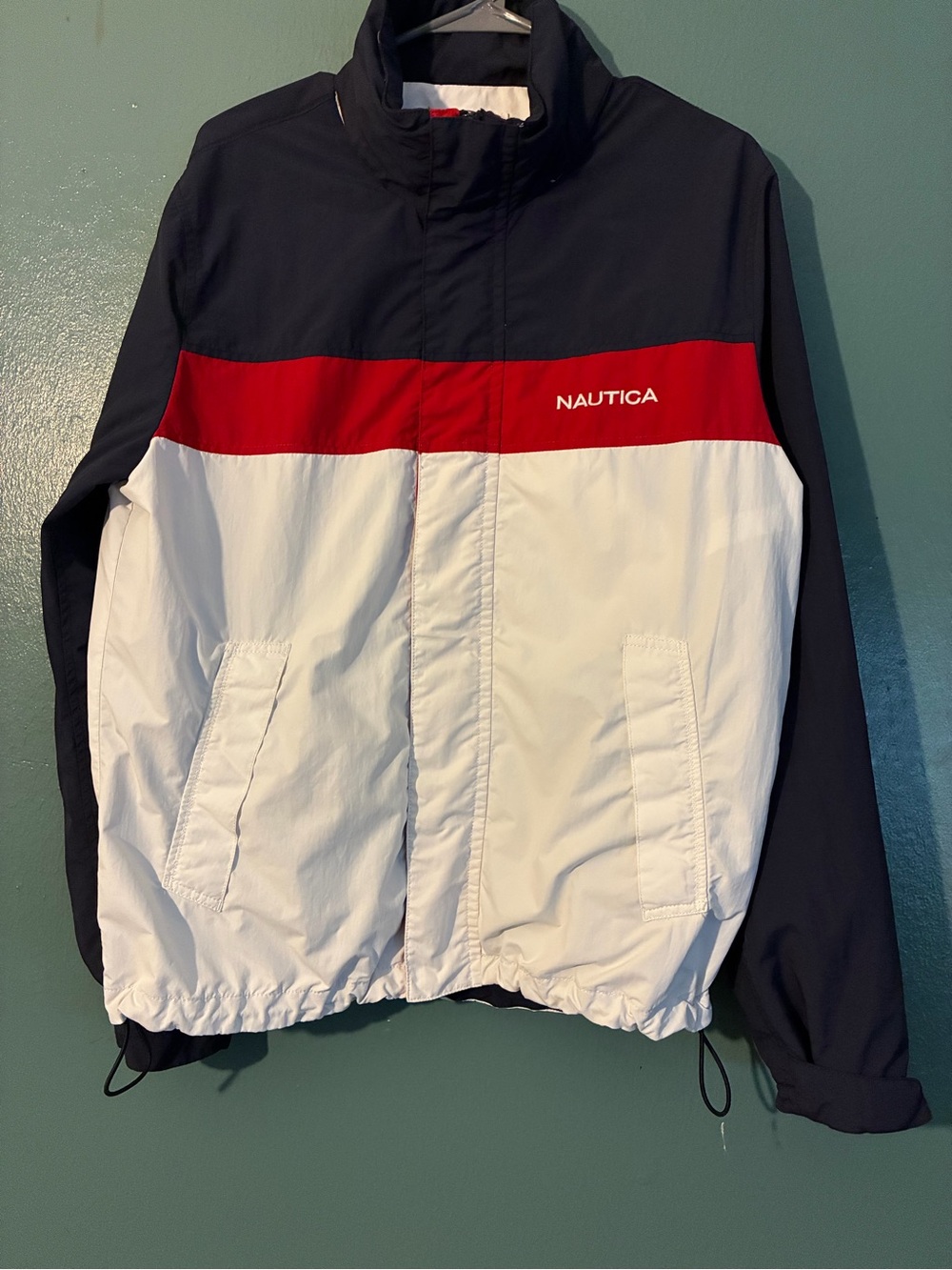 Nautica Men's Colorblock Windbreaker Jacket - Navy/White/Red Medium